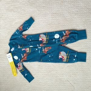 Hanna Andersson Santa Teal Jammies 0-3M